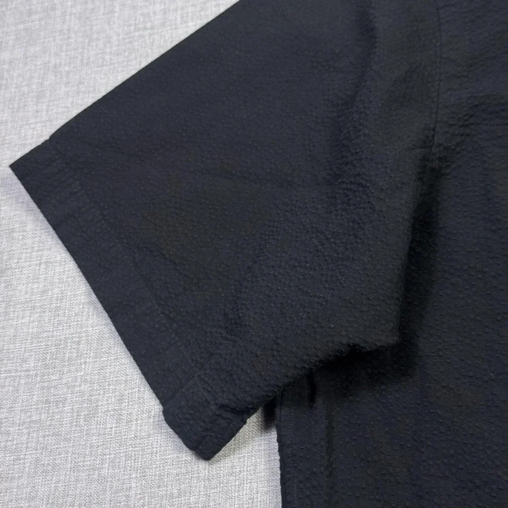 Ralph Lauren Seersucker Button Shirt Mens 2XLT Black Short Sleeve Classic Fit